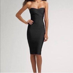 Herve Leger Denise Strapless Bandage Bodycon Dress L